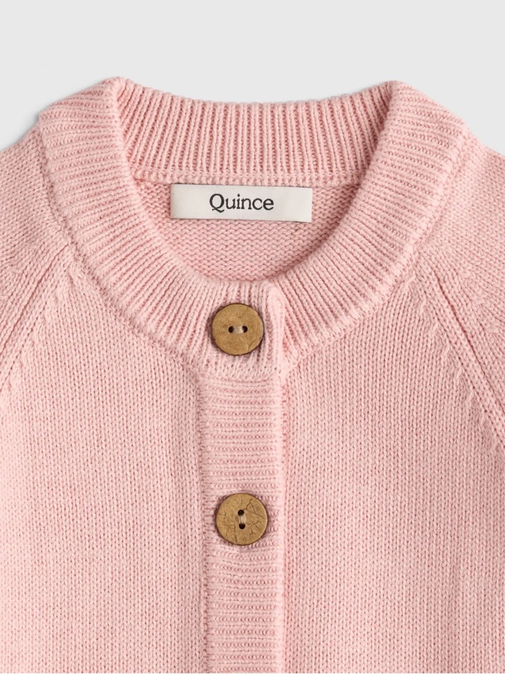 Quince Soft Pink Knit Cardigan with Wooden Buttons